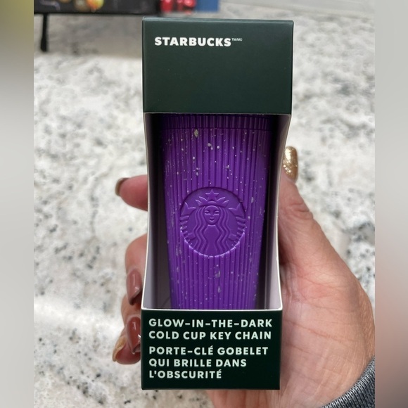 Starbucks 2024 Purple Pleated Speckle Glow Halloween Mini Tumbler Key Chain. NWT - Picture 1 of 6